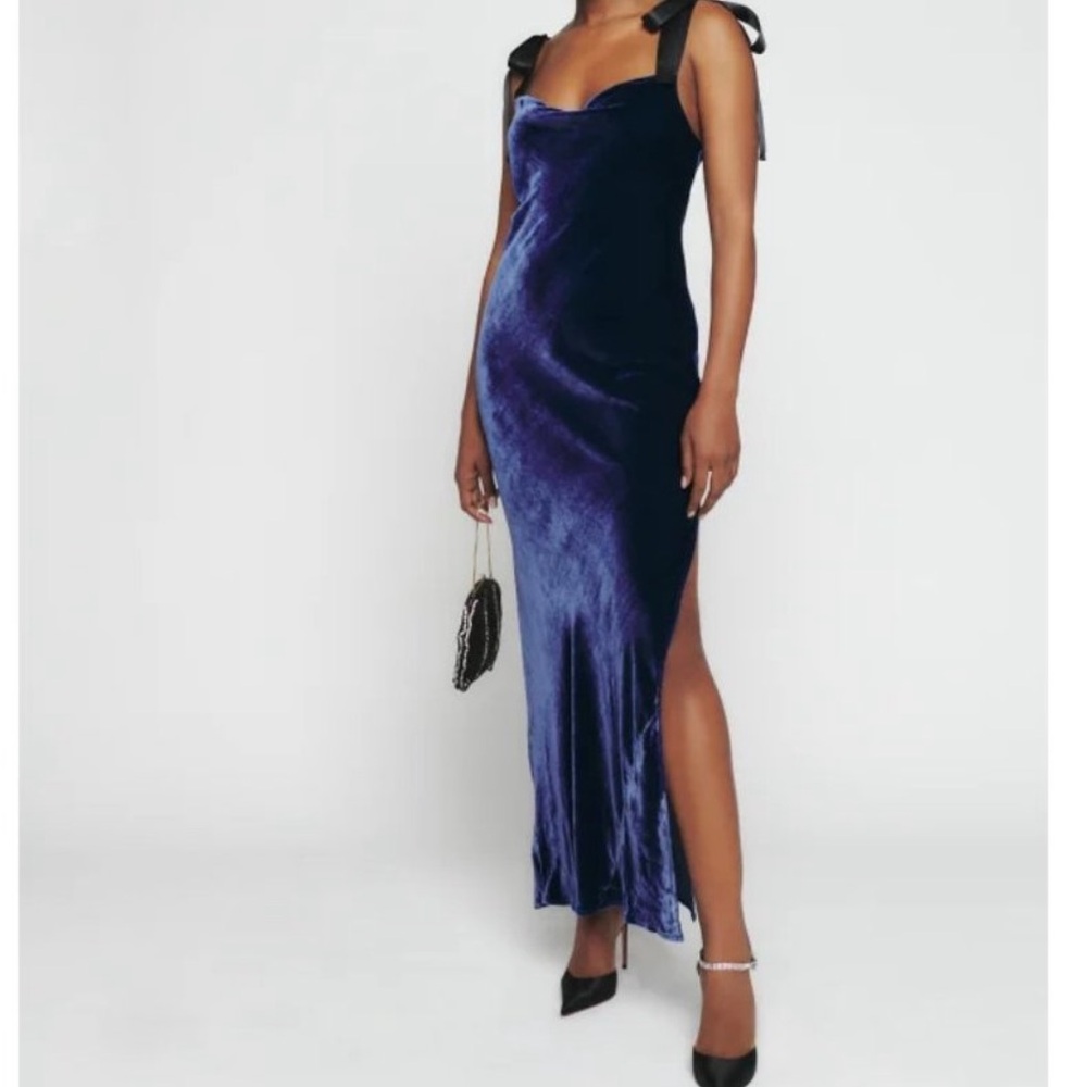 Reformation nya velvet blue dress usa M